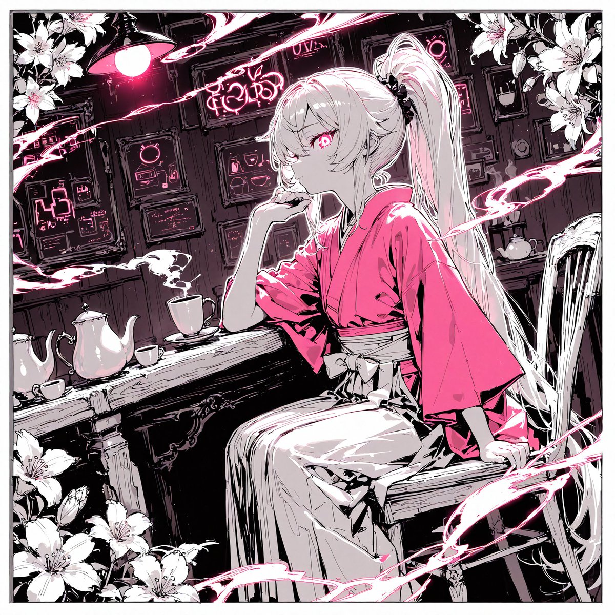 赛博朋克和服茶馆漫画分镜