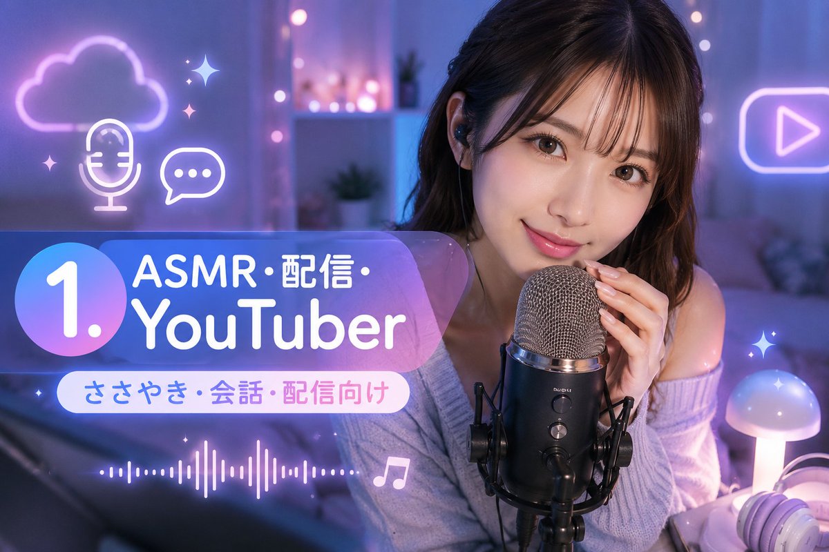 ASMR YouTuber 缩略图 - 梦幻主播风格